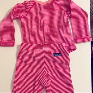 Patagonia pink fleece sweatshirt and sweatpants size 12months